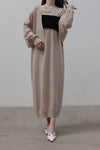 SWAYING/KNIT Deconstructed v-neck dress (with corset) SW212LS10 camel PS31